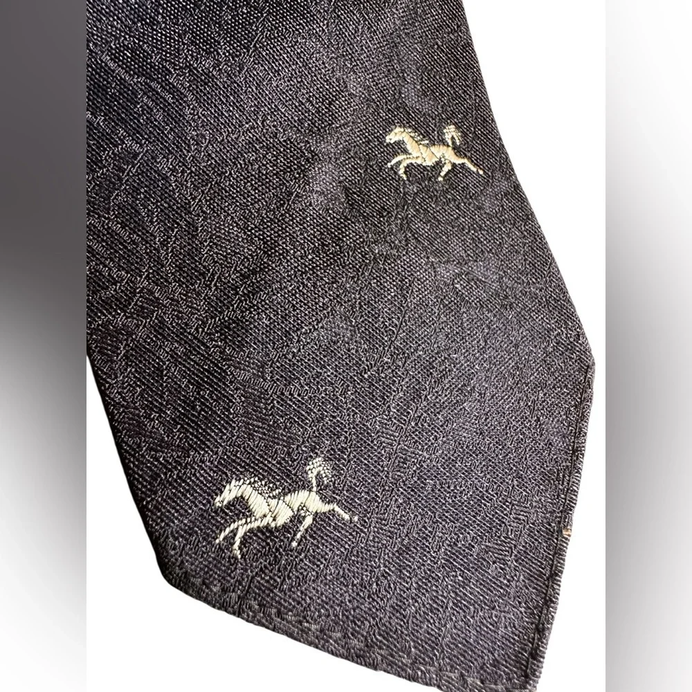 Magazzino Roma Silk Blue Stallion & Wilson’s Red Lion Silk Necktie 60s 70s 2 Tie
